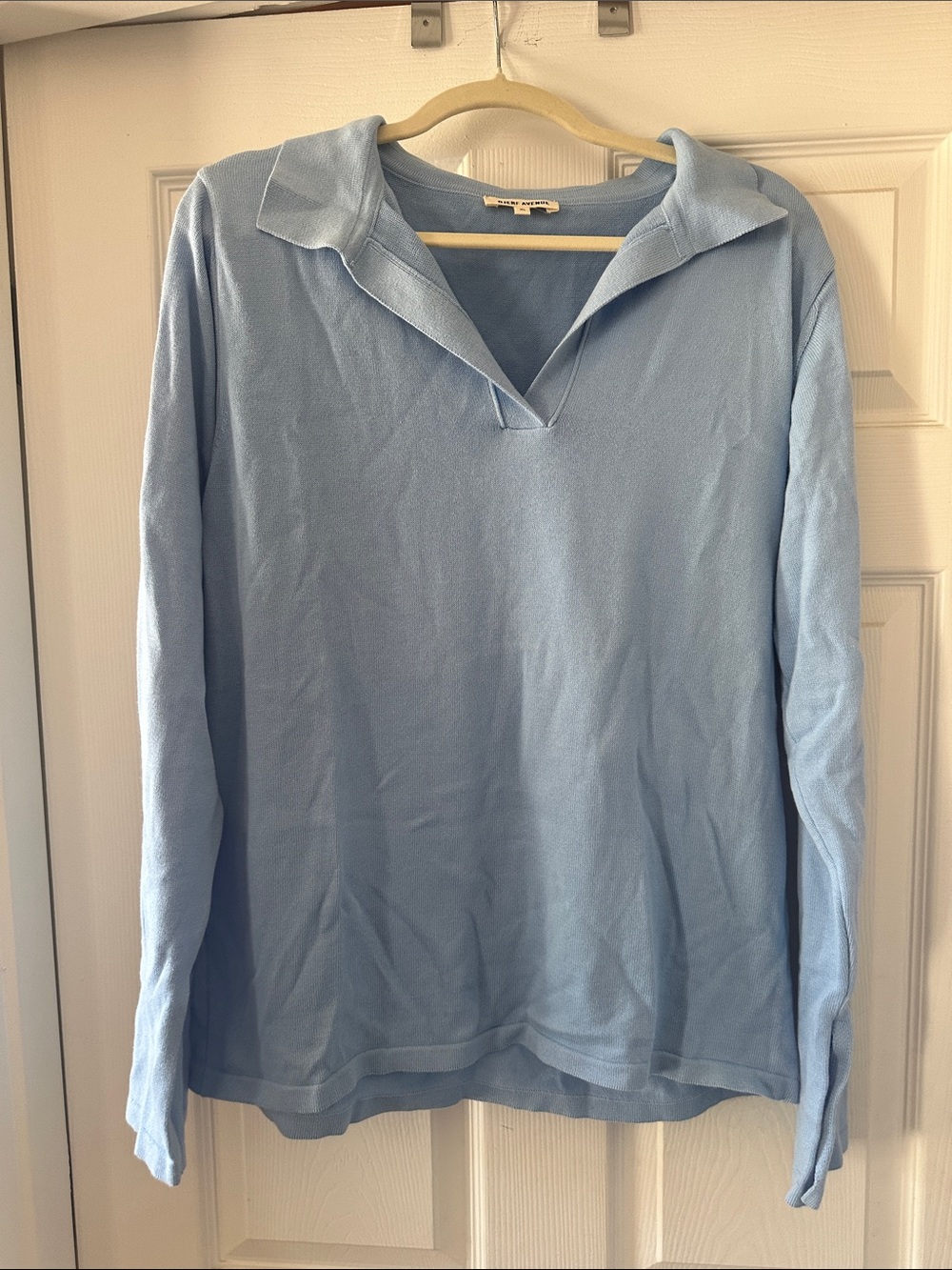 Djerf Avenue Light Blue Collared V-Neck Sweater